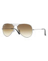 Ray-Ban Aviator Metal Polished Gunmetal Frame Light Brown Gradient Lenses-RB3025-004/51-62. 