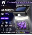 Solar Powered Light Night Mosquito Killer Wall Lamp LED Sensor Bug Zapper Mini Trap Fly Insect Repeller Outdoor Mosquito Racket, Rechargable Reject Ultrasonic Electronic Mosquitos Killer Indoor Insect Lamp. 