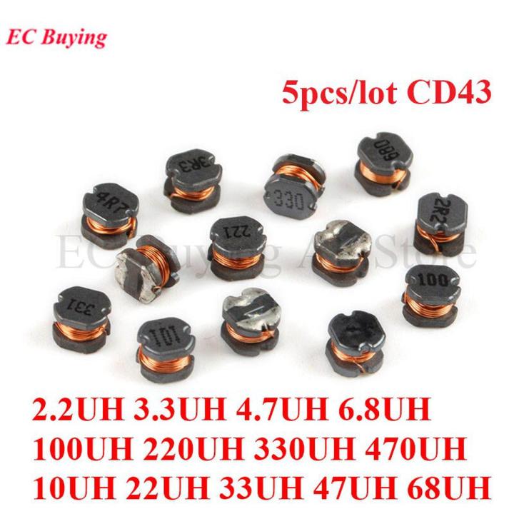 50pcs CD43 SMD Power Inductor Wire Wound Chip 2.2 3.3 4.7 6.8 10 22 33 47 68 100 220 330 470UH 47 68 100 220 330 470 Inductance