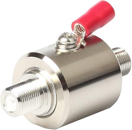 Lightning Arrestor Coaxial Surge Protector F Type Female to Female Bulkhead with O-Ring DC-3GHz  2G 3G 4G LTE Satellite Cable TV Antenna 75 ohm with 90V Gas Tube Surge Arrester 2R-90 2204