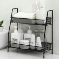 Double Layer Iron Kitchen Storage Rack Cosmetics Desktop Storage Box Spice Organizer Dish Drainer Holder Bathroom Desk Shelf. 