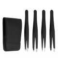 Professional Eye brow Tools Kit Set of 4PCS -  Stainless Steel Tweezers/Makeup Scissors/Eyebrow Knife/Eyelash Brush/Tweezers Case. 