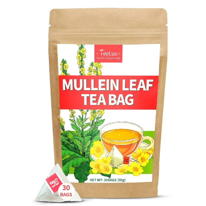 TeeLux Mullein Leaf Tea Bags, 3g/Bag, Natural Mullein Leaves, Caffeine Free, Pure Mullein Herbal Tea, 30 Tea Bags
