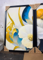 Abstract Colorful Spring Flower Texture Art Floating Wall Painting Set of Three | Al Ghani. 
