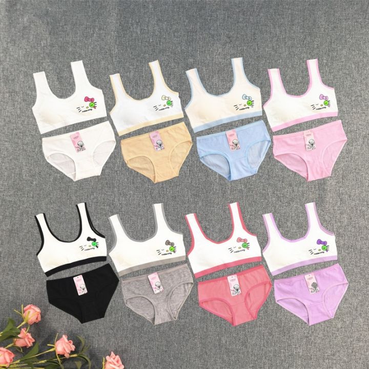 Young Girls Bra Panties Sets Underwear Training Bra Teenage Bra Baby Lingerie Kids Sports Bra 8-15 Years