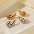Enacolor Elegant Gold Metal Geometric Bump Hammer Water Drop Earrings. 