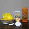 Frozen Sofia Ben Ten  Minions  Double Layer Kids School Lunch Box with Spoon And Water Bottle 600 ml. 