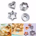 12PCS Cookie Cutters, Heart Star Circle Flower Shaped Mould Cookie Pastry Fruit Cutters, Stainless Steel Decorating Mold. 