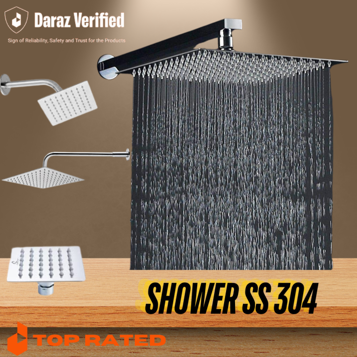 Square Rainfall Shower Head – 10 Inch Chrome Stainless Steel, High-Pressure Air-In Technology, Anti-Clog Silicone Nozzles, Swivel Ball Joint, Easy Install