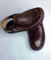 Genuine Leather Men's Sandals Round Shape Fashion Casual Brown Men. 