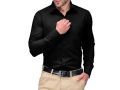 black cotton shirt for mens-Dress Shirt For Men - Cotton - Black. 