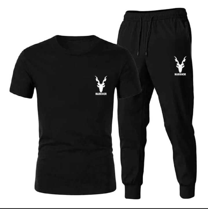 Markhor Printed Summer Tracksuit Trouser & T Shirt For Men round neck half sleeves t-shirt for men & boys