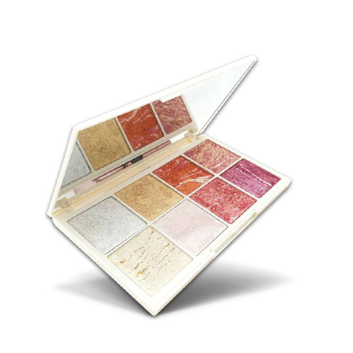 Glamorous Face 8 Color Baked Blusher And Highlighter Palette | Make-Up Kit