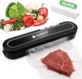 BIBURY Upgraded Automatic Food Sealer with Led Indicator Light, Compact Food Vacuum Sealing Machine for Food Storage and Preservation with 10pcs Vacuum Sealer Bags. 
