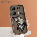 Hontinga for Redmi Note 13 Pro 4G Back Cover black butterfly Pattern Ladder Soft Camera Protection Rubber Phone Case for Girls. 
