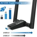 PiAEK USB Wifi Adapter, Dual Band Wifi Dongle 2.4GHz/300Mbps 5.8GHz/867Mbps Wireless Network Adapter with USB 3.0 Cradle and Extension Cable for PC Desktop Laptop. 