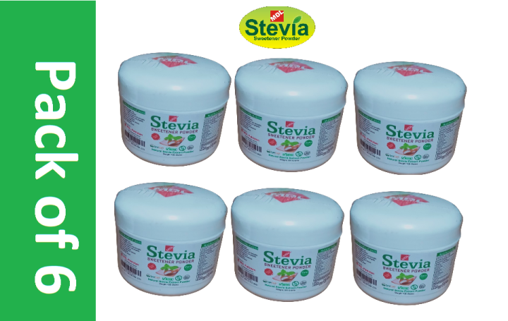 STEVIA SWEETENER EXTRACT POWDER ZERO CALORIES BEST FOR DIABETES AND WEIGHT CONTROL 100G PACK OF 6