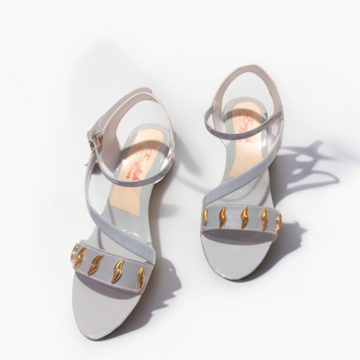Stylish Platform Heel Sandals for Girls – Lace-Up, Reptile Leather, 2.5"