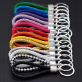 PU Leather Braided Woven Rope Keychain DIY Bag Pendant Key Chain Men Women Key Holder Car Keyring Gifts Key Ring. 