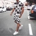 Summer Men's Tree Digital Printed White Short Tracksuit. 