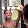 Cordless LED Mirror Makeup Light, Wireless Portable LED Vanity Mirror Lights, Studio Glow Vanity Make-up Light Natural Light for Makeup Dressing Table with 4 LED Bulbs, Professional Studio Glow Battery Powered Mirror Light. 