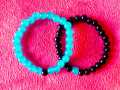 8MM SKY BLUE CRYSTAL BEADS COUPLE BRACLET-UNIQUE HAND MADE-BEADES BRACLET FOR MEN- BEADS BRACLETS FOR WOMEN-sky-blue beads-black beads-beads for jewelry-crystal beads-charming pearl beads bracelet-natural stone bracelet-natural gemstone bracelets-. 