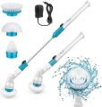 Techmanistan Rechargeable Electric Spin Scrubber With 3 Replaceable Cleaning Brush Heads, Cordless Shower Cleaning Brush with Long Extension Arm, Electric Spin Bathroom Scrubber. 