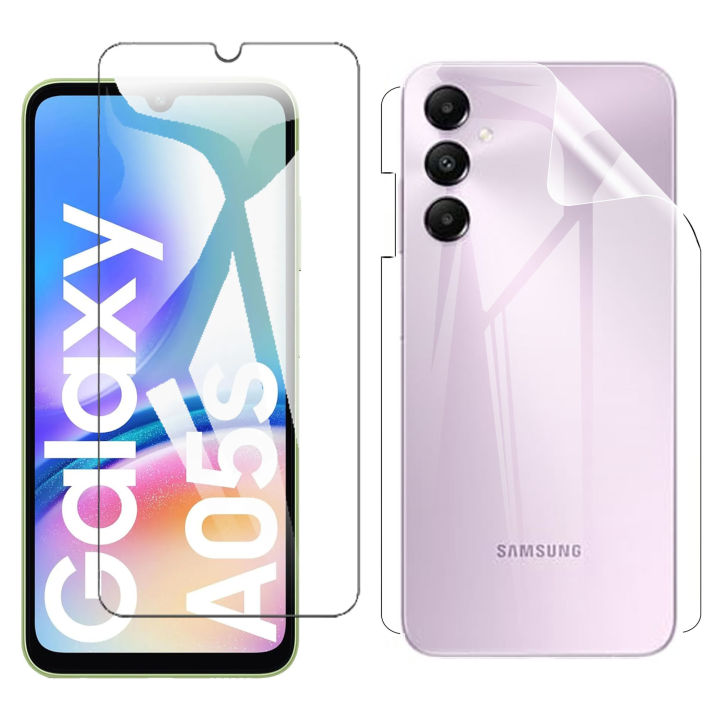 Samsung A05s Glass Protector Polish Screen Tempered + Back Clear Jelly Protector Soft Film Protection Hydrogel Film Back Protector For Samsung A05s