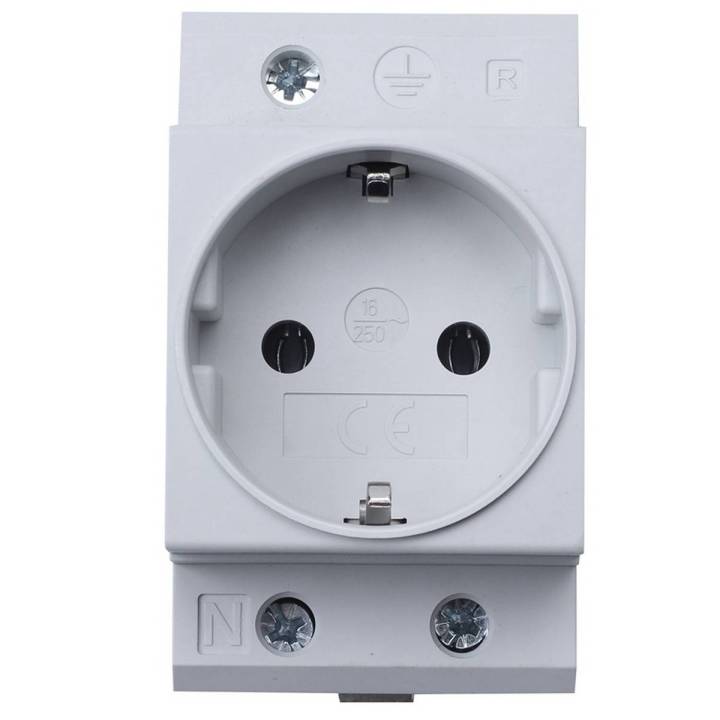 OIMG Eu Type 45Mm Din Rail Mount Ac Power Socket 16A 250V Ac Connector