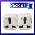 Pack of 2 I Brass Travel Adapter Multi Plug 2 pin, Mobile Shoe Multi Three to Two Pin Shoe Converter Adapter 220 Volts 10A, Travel Adapter, Plug Adapter, Multi Plug, Multi Adapter. 