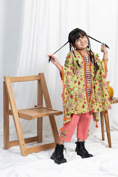 KAC-02067| Perot Green & Multicolor | Casual 2 Piece Suit | Cotton Cambric Printed