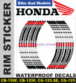 Wheel Stickers for HONDA CB-125-F Rim Reflector Tape Motorcycle Decals Graphics 17". 