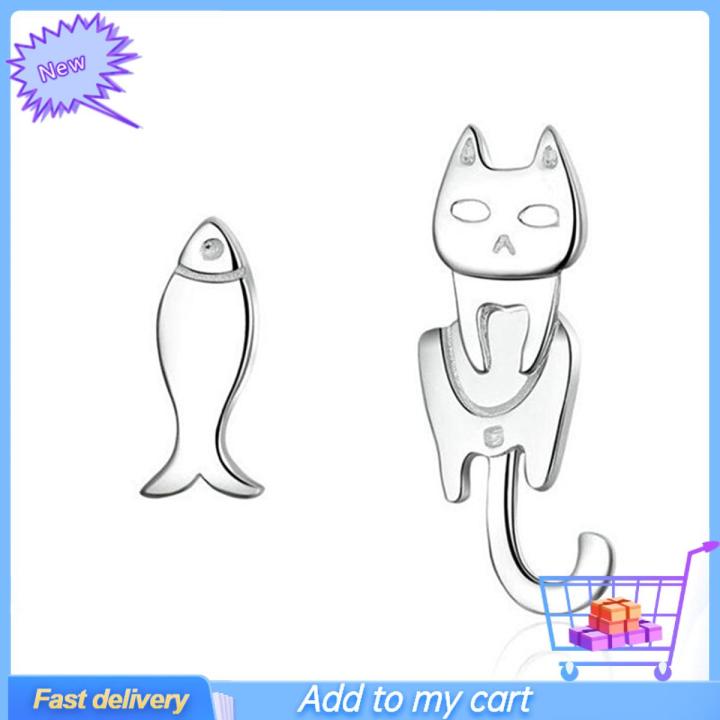 1 Pair Ear Studs Fish Shape Exquisite Jewelry All Match Lightweight Cute Stud Earrings for Dating