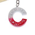 Handmade Resin Keychain Alphabet C Red Color. 