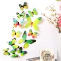 Set Of 12 - 3D Butterfly Wall Stickers - Green. 