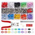 Plier Tool + 100 Sets 10 Colors Metal Sewing Buttons Hollow Solid Prong Press Studs Snap Fasteners for Clothes Bags. 