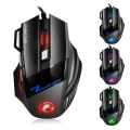 Raiku G705  Vibrant 7-Color Gaming Mouse with Precision Control esports game 7D cool glowing braided wire weighted block wired mouse. 