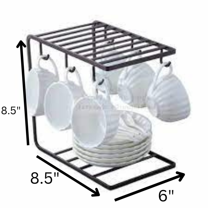 6%20Hook%20Metal%20Mug%20Rack%20Cup%20Holder%20with%202-Tier%20Storage%20Shelf%20for%20Kitchen%20Counter,%20Coffee%20and%20Tea%20Cups%20Organizer,%20Space-Saving%20Drinkware%20Display%20Stand%20-%20Image%204
