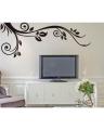 Corner Flower Wall Sticker Black Floral DIY Wall Decor For Living Room TV Sofa PVC Wall Paper  Self Adhesive. 