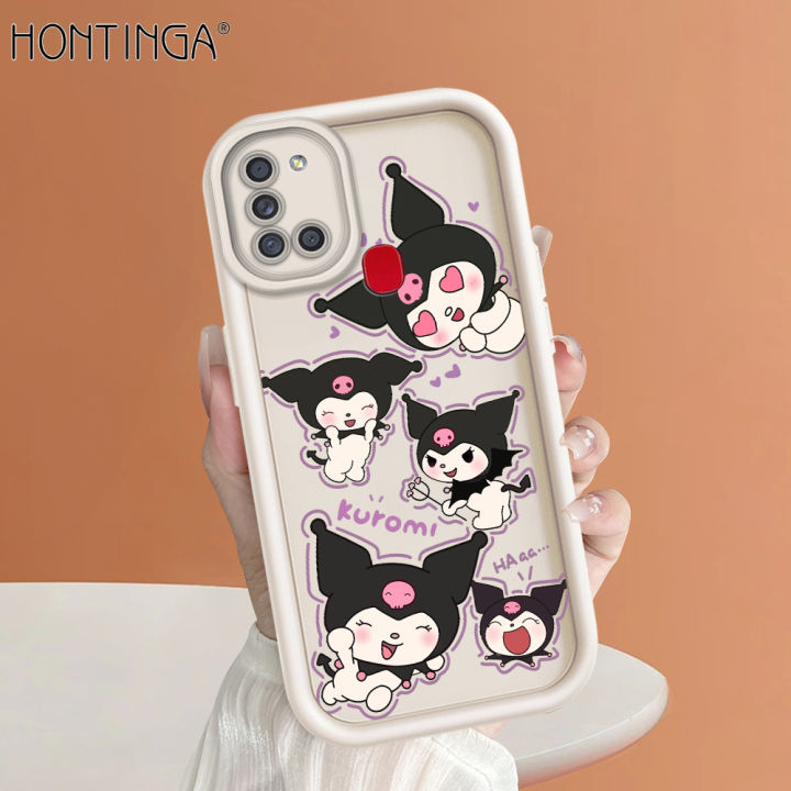 Hontinga for Samsung A21S Back Cover Cartoon Kuromi Pattern Ladder Soft Camera Protection Rubber Phone Case