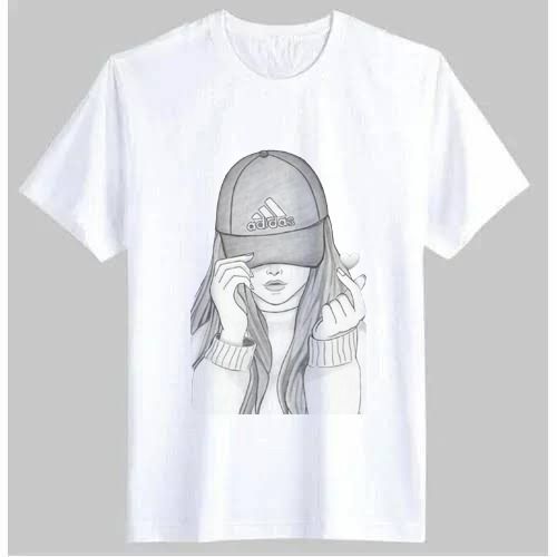 White Color Girl face Print T-shirt for Womens Summer Fashion
