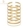 Enacolor 7Pcs/Set Vintage Gold Metal Exaggerate Multi-layered Argyle Bracelet Set Women Bangles Wholesale. 