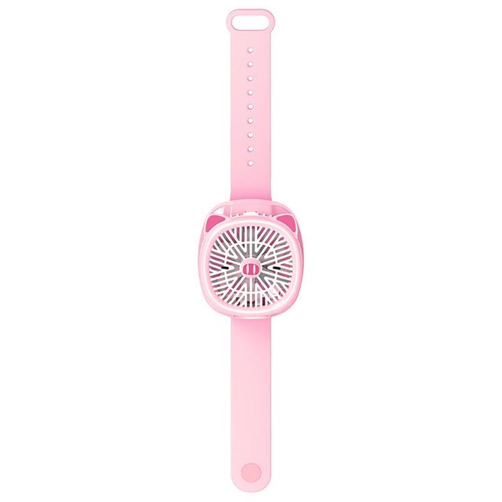 Watch Fan Cartoon with Wrist Strap Rechargeable 3 Levels Adjustable Handheld Fan for Travel