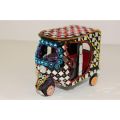 Miniature Rickshaw Model- Glass Work Table Decor Handcrafted Mirror work rickshaw handmade truck art miniature rickshaw design wall decoration Souvenir of Pakistan. 