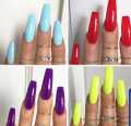 20 pcs Coffin Shape Nails, For Girls, Artificial coloured long Nails, Nails For Girls Beautiful Fancy Nails Fake Nails, Acrylic Nails Nails Kit 20 pcs Set False Nails. 