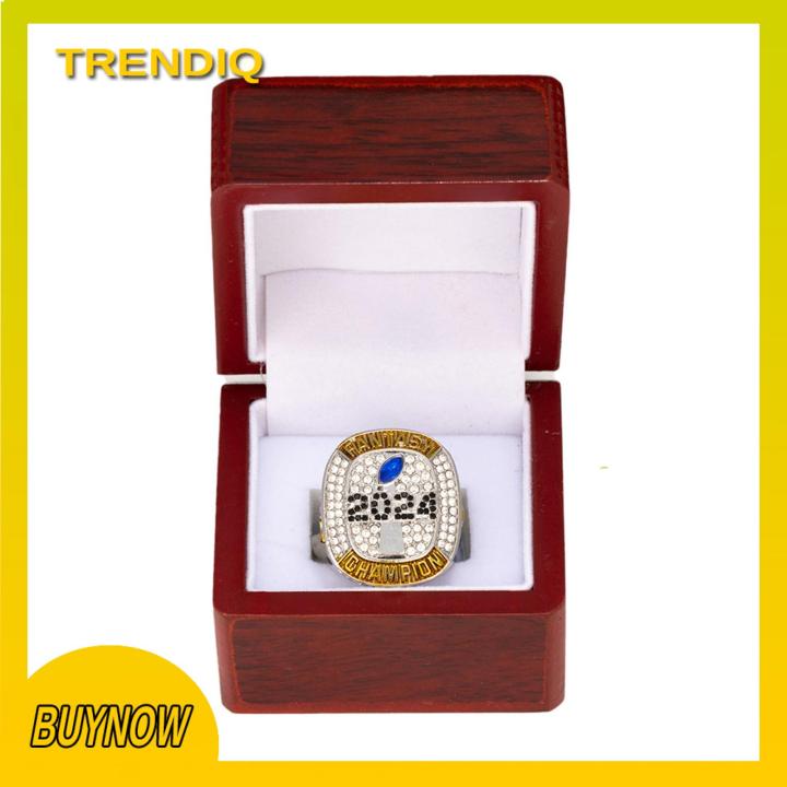 Trendiq Championship Keepsake Football Championship Ring Necklace Bracelet Set Winner Trophy Award Ring for Football League Fans Double-plated with Cubic Zirconia Favorite Platinum Plated Ring
