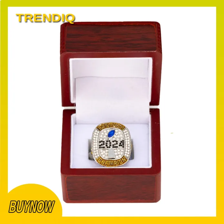 Trendiq Championship Keepsake Football Championship Ring Necklace Bracelet Set Winner Trophy Award Ring for Football League Fans Double-plated with Cubic Zirconia Favorite Platinum Plated Ring