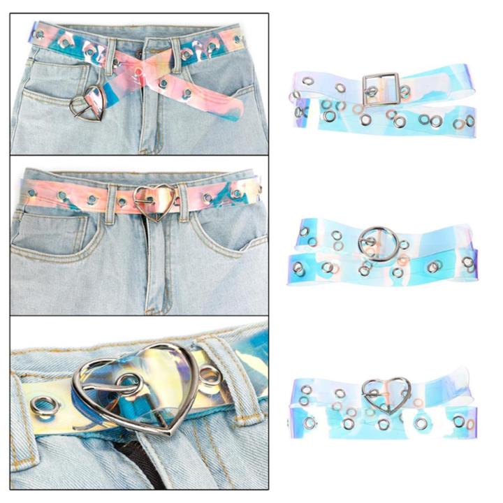 Fashion Transparent Women Belt Holographic Waistband Clear Waist Belt Metal Pin Buckle Laser Waist Belts for Women Belt