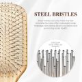 Bamboo Hair Brush with Steel Bristles, Help Hair Growth and Massaging Scalp, With Free Gift for Kids (Sticker, Golden Scarf pin, Bllaoon, Pair of Girls Hair Poni)By Mall City Zone. 