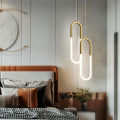 U-Shaped Pendant - Modern Indoor Decorative Designed Hanging Ceiling LED Unique Bedrooms Decor Bedside Hallways Pendant Brass Body White Shade LED Light. 